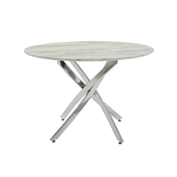 Mesa Comedor LUNA Redonda 41'' Mármol Falso, Patas Cromadas Duraderas