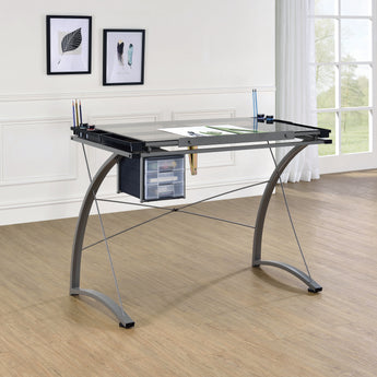 Melo 3-Drawer Drafting Desk Champagne - MartincFurniture