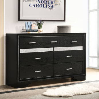 Miranda 7-Drawer Dresser Black And Rhinestone - MartincFurniture