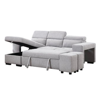 Sofá Seccional Cama Milano 2025 Gris Tela Premium Diseño Moderno Funcional
