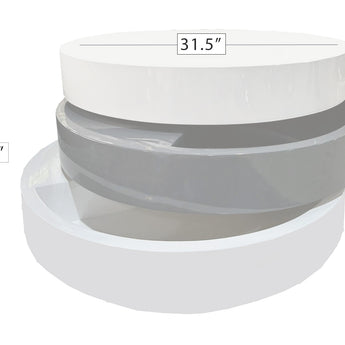 Mesa de Centro Ovvo Redonda Moderna Lacada Blanca y Gris Elegante