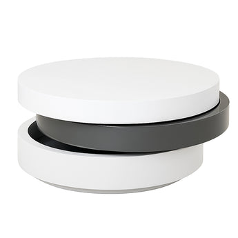 Mesa de Centro Ovvo Redonda Moderna Lacada Blanca y Gris Elegante