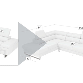 Sofá Seccional Athena Negro: Diseño Contemporáneo, Chaise, Patas Metálicas, Ajustable