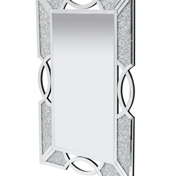 Espejo de Pared Diamante Grande Moderno Decorativo Borde Ondulado Plata