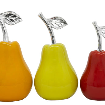 Juego de Peras Decorativas de Cerámica Multicolores para Cocina y Mesa