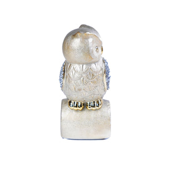 Estatua Decorativa Búho Brillante de Cerámica con Detalles de Diamantes