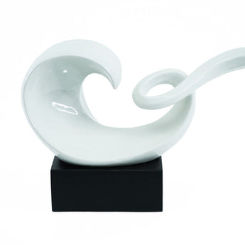 Escultura Curva Abstracta Cerámica Blanca Brillante Moderna Decoración Elegante Oficina