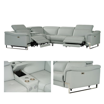 Sofá Reclinable Lujo Spartacus 2025 Gris con Bluetooth y USB para Relajación Total