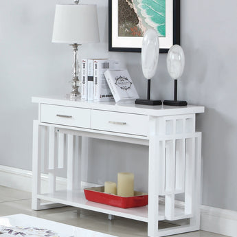 Schmitt Rectangular 2-Drawer Sofa Table High Glossy White - MartincFurniture