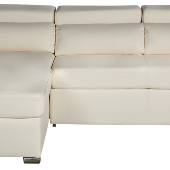 Sofá Seccional Kahlil Blanco Derecho Multifuncional: Cama Extraíble, Almacenamiento, Reclinable, Eco-Cuero