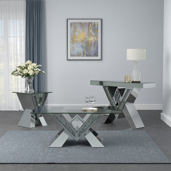 Taffeta V-Shaped Coffee Table With Glass Top Silver - MartincFurniture
