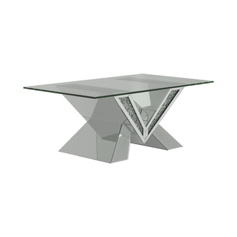 Taffeta V-Shaped Coffee Table With Glass Top Silver - MartincFurniture