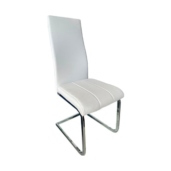 Silla Comedor Gissel Blanca Moderna Base Cromada Elegante Cómoda Duradera Estilo