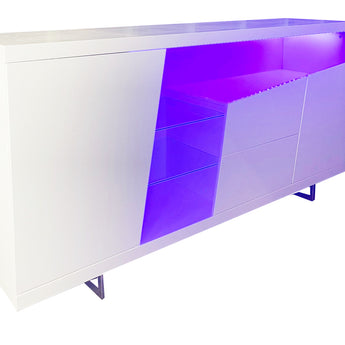 Aparador Moderno Adalyn LED Laca Blanca Brillante con Iluminación Integrada