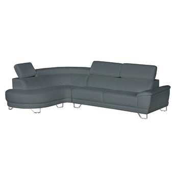 Sofá Seccional Almira Gris Izquierdo: Confort Modular, Piel Ecológica, Cabecero Ajustable