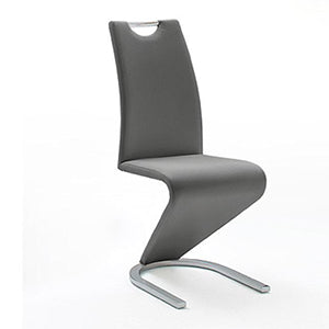 Silla de Comedor Andrew Gris Moderna Patrón Zig-Zag Base Herradura Estilo Contemporáneo