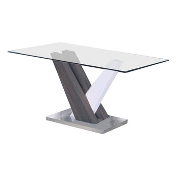 Mesa de Comedor Blake Moderna Cristal Base Cromada Elegante Stanza