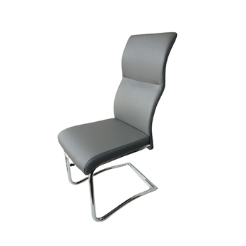 Silla de Comedor Blum Gris, Diseño Contemporáneo, Base Cromada, Elegancia Moderna