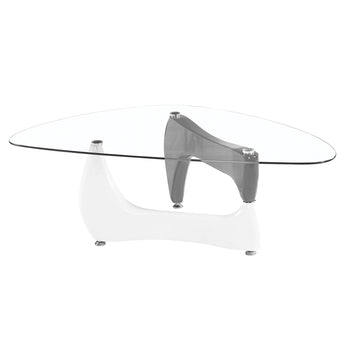 Mesa de Centro Camila Brillante Blanca y Gris, Tapa de Cristal