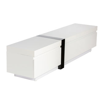 Mueble TV Camila Brillante Blanco y Negro, Moderno Centro Entretenimiento, 198cm