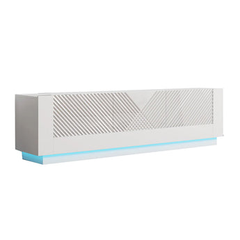 Elegante Mueble TV Colonia LED Blanco Lacado UV Moderno con Puertas