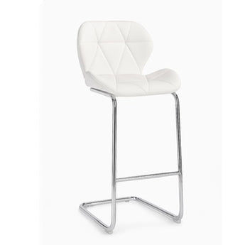 Taburete de Bar Cristal Transparente Blanco Moderno Diseño Elegante Altura Ajustable
