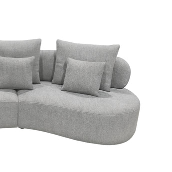 Sofá Seccional Curvo Grace Gris: Lujo Moderno, Comodidad Premium con Almohadas