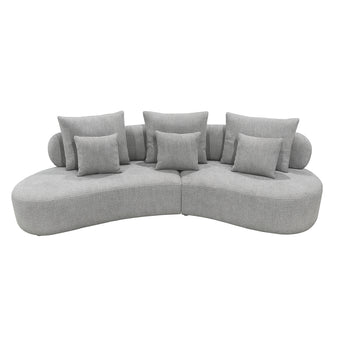 Sofá Seccional Curvo Grace Gris: Lujo Moderno, Comodidad Premium con Almohadas