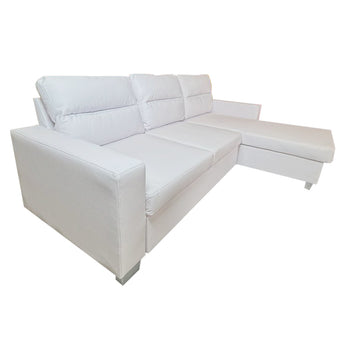 Sofá Seccional Reversible Daniel Blanco: Elegancia Moderna, Cama Oculta, Almacenamiento