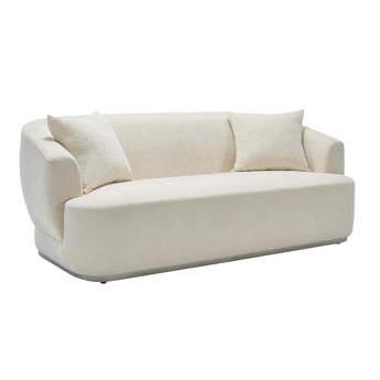 Sofá Biplaza Mónaco Curvo de Tela Bouclé Beige Grande y Cómodo Moderno