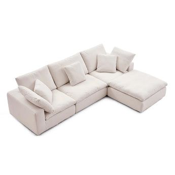 Sillón Esquinero Modular NEO Beige Lino, Confort Superior, Esponja Alta Densidad, Plumas