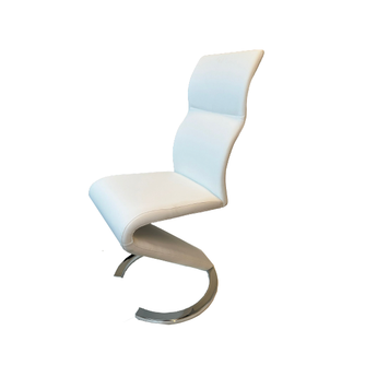 Silla de Comedor Nube Blanca Moderna Diseño Zig-Zag Base Herradura Elegante y Cómoda