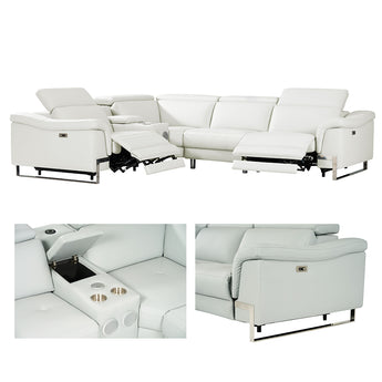 Sofá Seccional Reclinable Eléctrico Spartacus 2025 Blanco Lujo Bluetooth USB