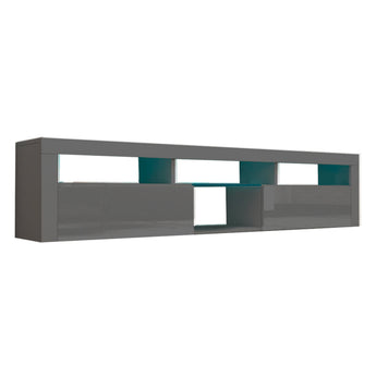 Mueble TV Flotante Moderno Gris con Luces LED Integradas, Soporte Multimedia Elegante