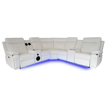 Seccional Eléctrico CHICAGO Blanco, Reclinable, Confort Lujoso, Diseño Moderno y Espacioso